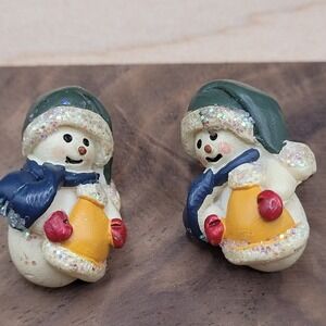 Adorable Large Resin Snowman Figural Christmas Winter Pierced Earrings